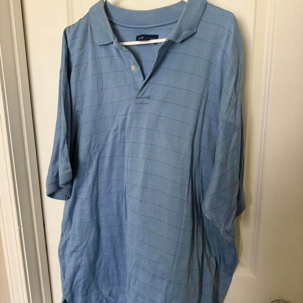 T. Harris London Blue Striped Cotton Polo Shirt